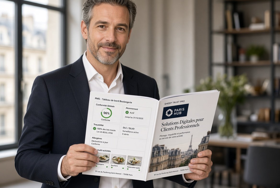 Abonnement SHEEP TRUST PRO RESTAURANT TRADITIONNEL by PARIS HUB — Logiciel Traçabilité & Suivi PMS | HACCP, DLC, Lots, Allergènes, Étiquetage | Solution Numérique Restauration Traditionnelle